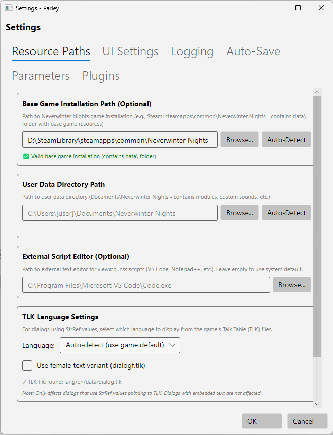 Settings - Resources